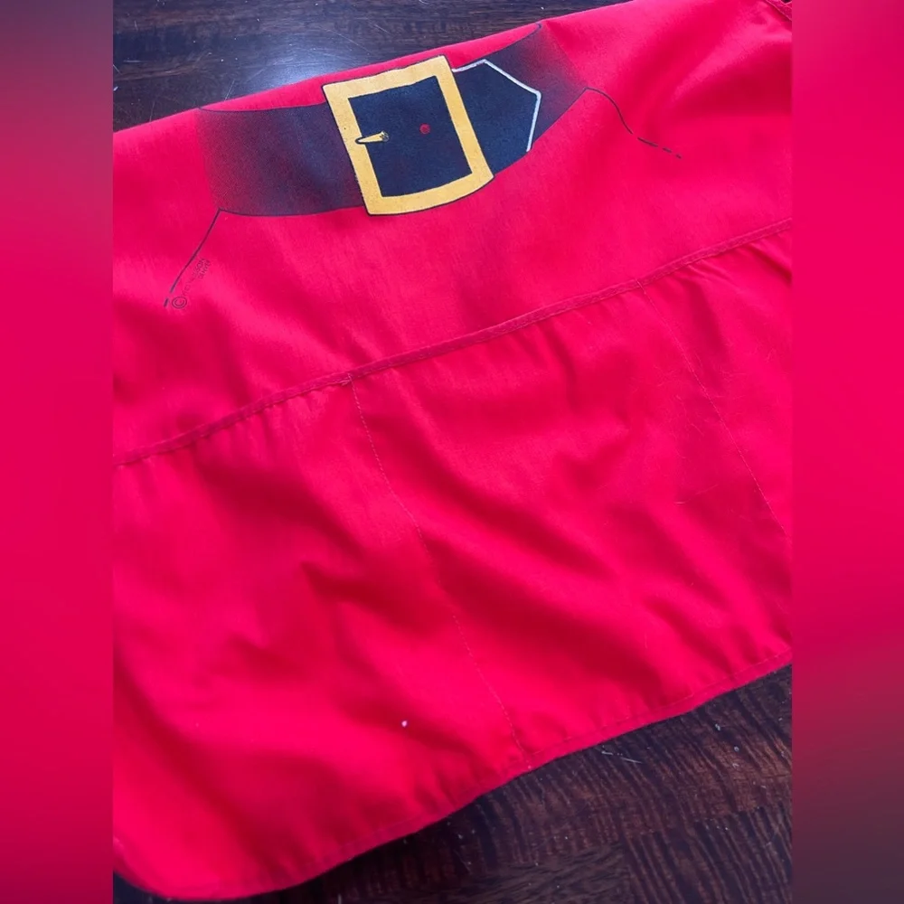Paulison Denver 1983 “Mrs Claus” vintage red double apron-made in USA-cotton ble